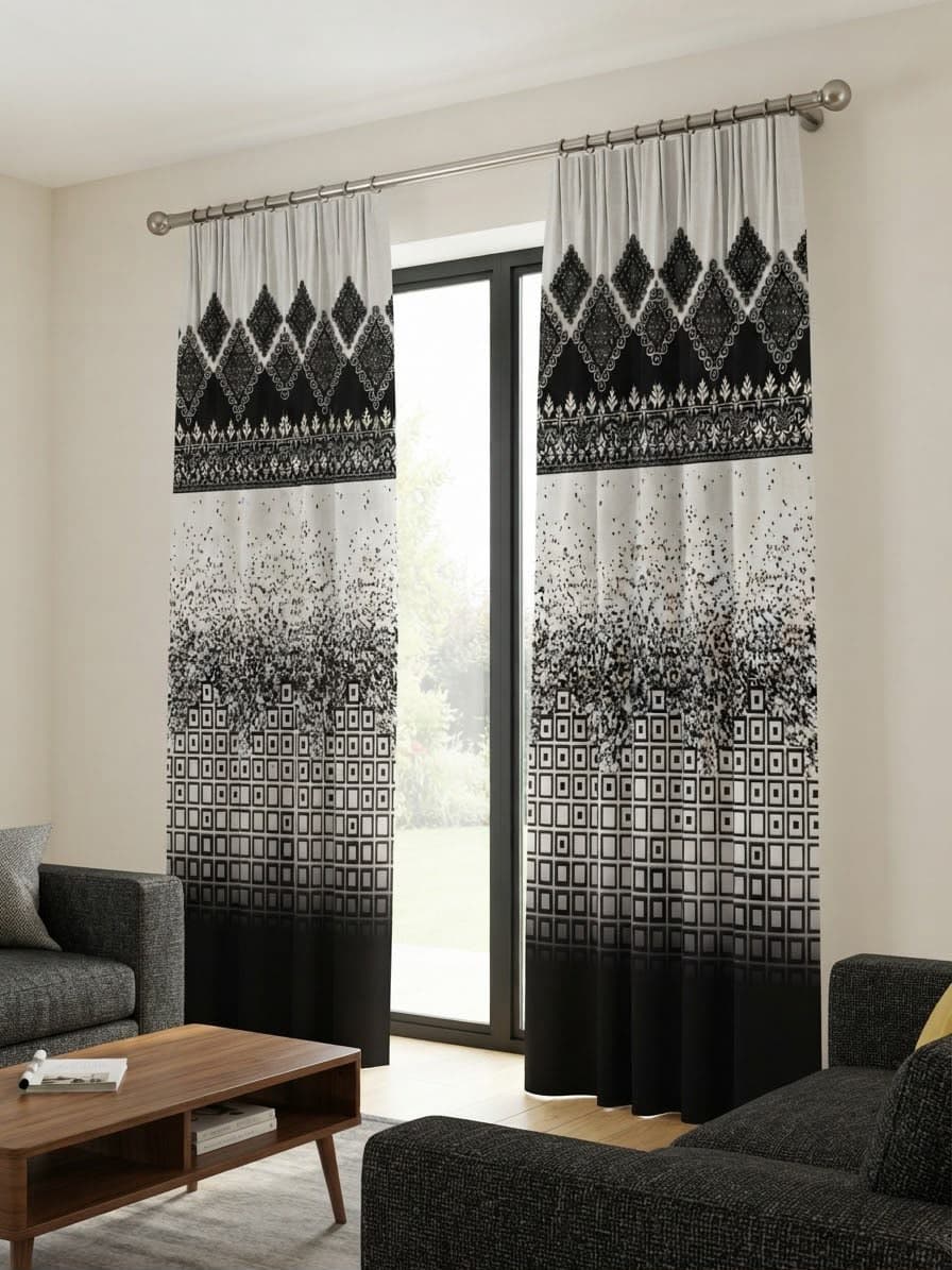 3D Digital Original Velvet Curtain Pair - Design 167