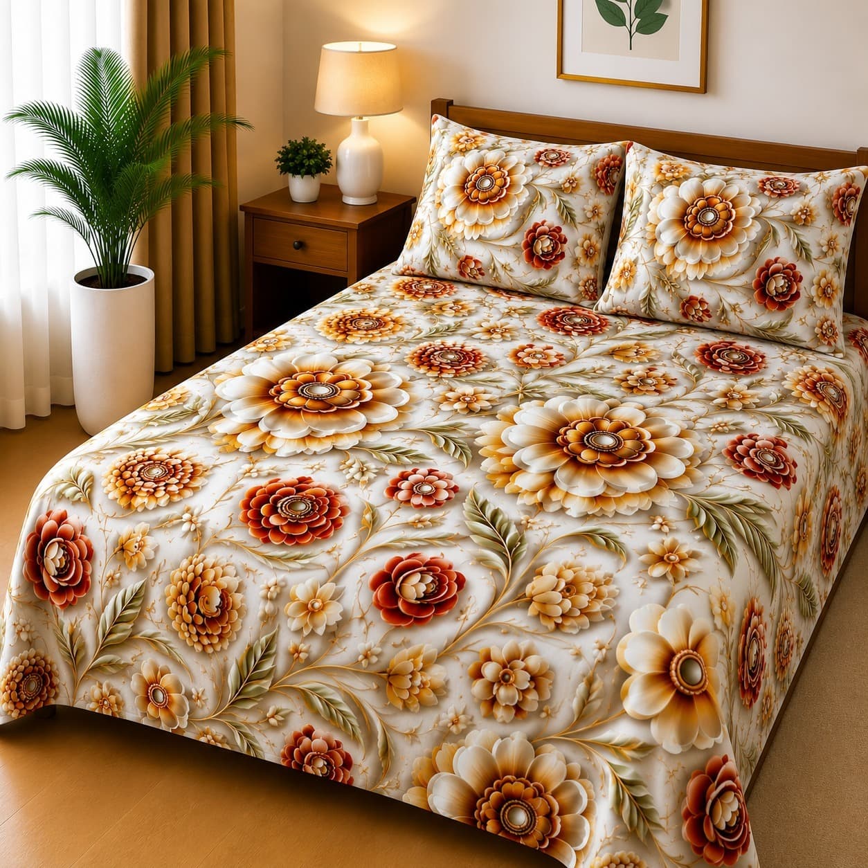 3-Piece 3D Digital Bedsheet Set - Design 64