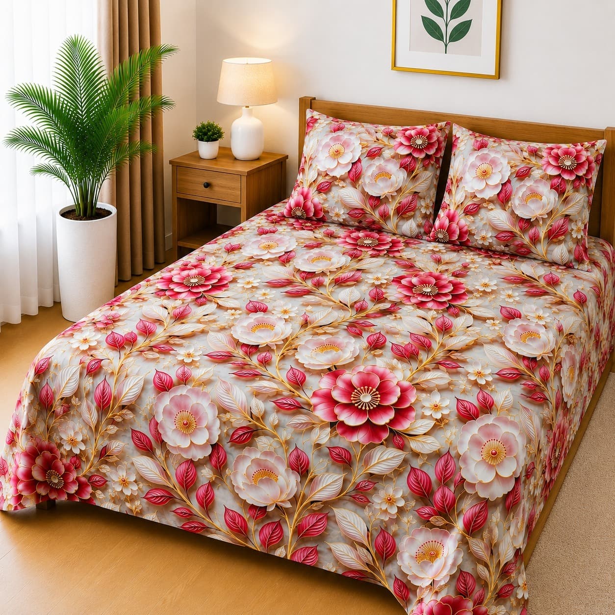 3-Piece 3D Digital Bedsheet Set - Design 69