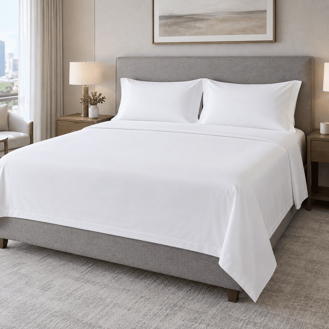 Plain White Hotel Bedsheet Set - Bulk Hospitality Bedding