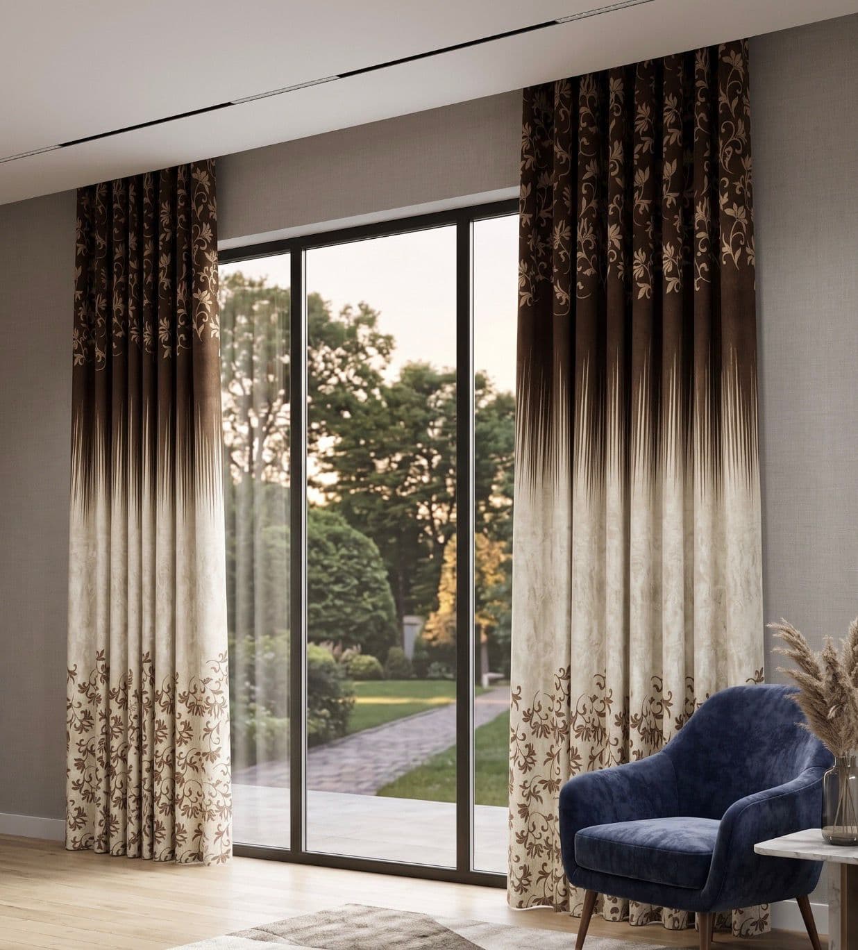3D Digital Original Velvet Curtain Pair - Design 148